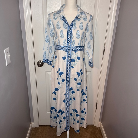 Oliphant Dresses & Skirts - Oliphant Exclusive Jaipur Blue Maxi Shirt Dress